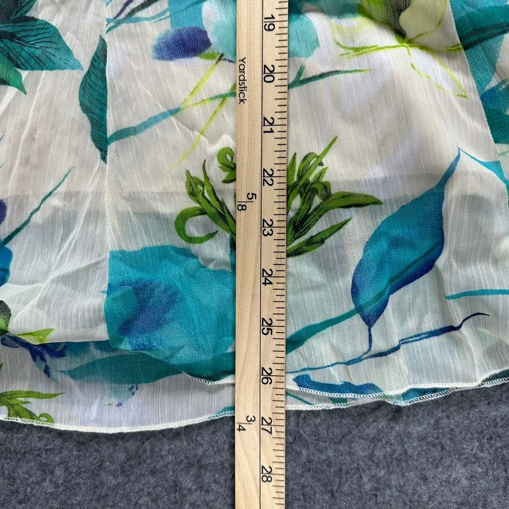 Notations Womens XL‎ Floral Chiffon Midi Skirt Teal Green Marez MYRK0358 NWT